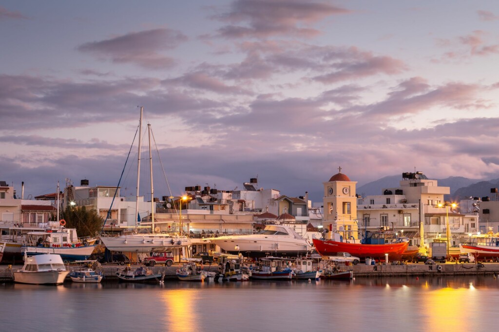 Ierapetra, Greece - January 13, 2020: Harbour Of Ierapetra Early In The Morning.